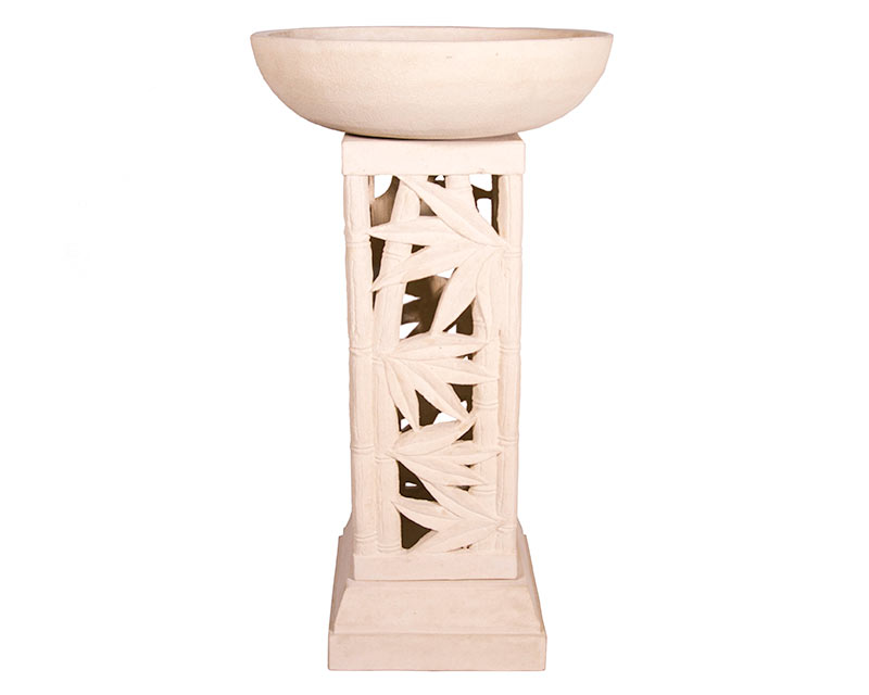 Bowl with Bamboo Carved Pedestal | Manawee Garden Centre